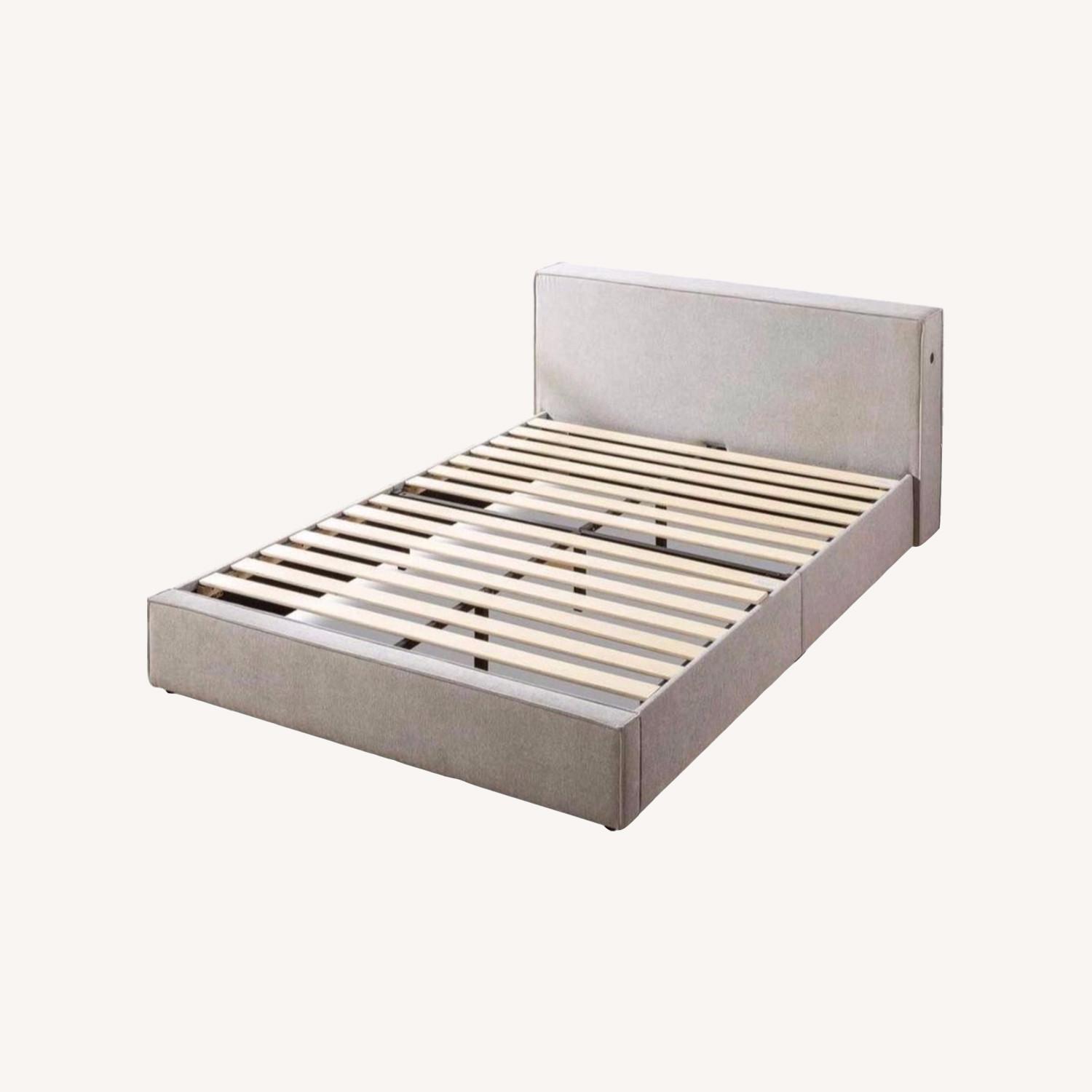 Zinus Grey Upholstered Full Platform Bed Frame - image-0