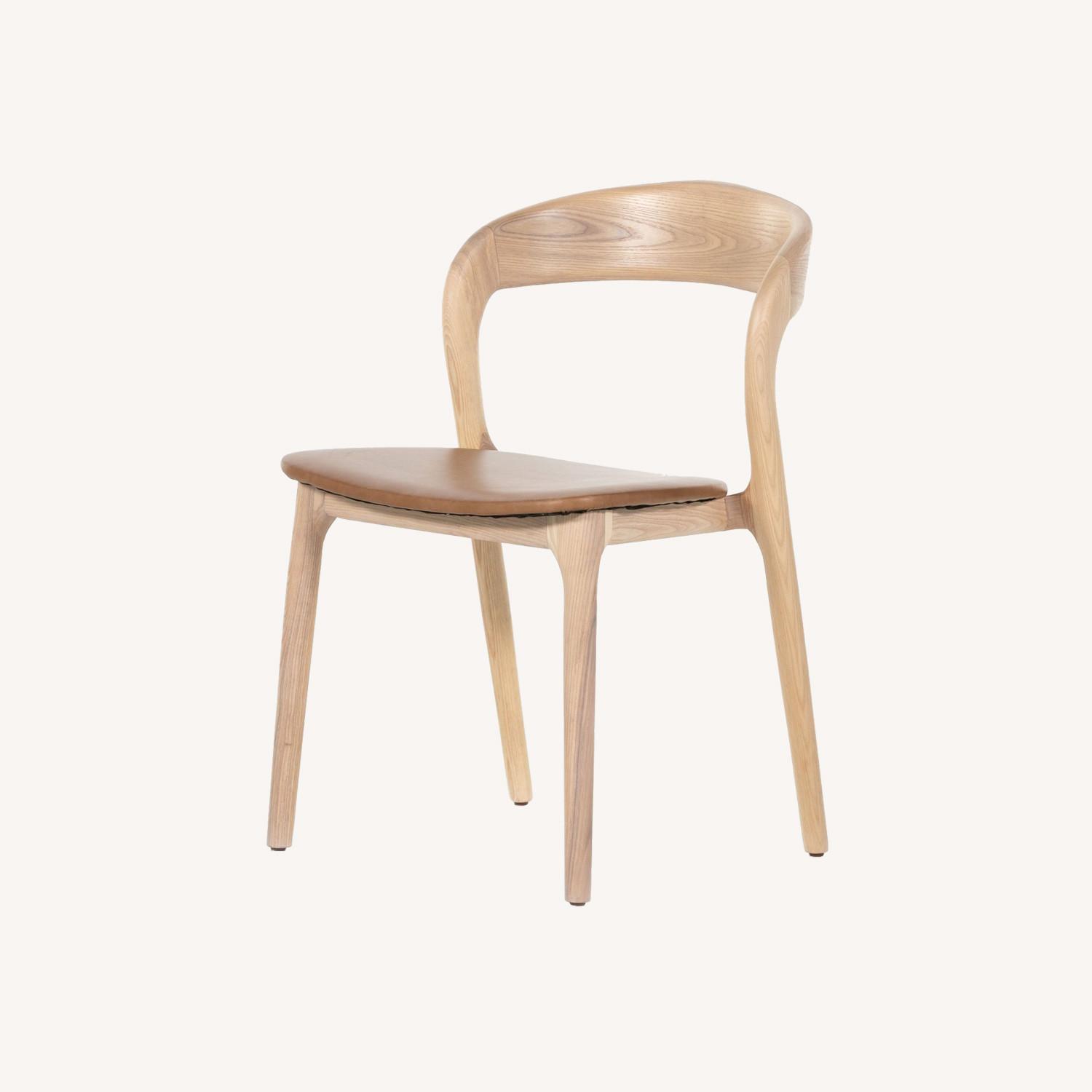 West Elm Scooped Ash Wood Leather Dining Chair - image-0