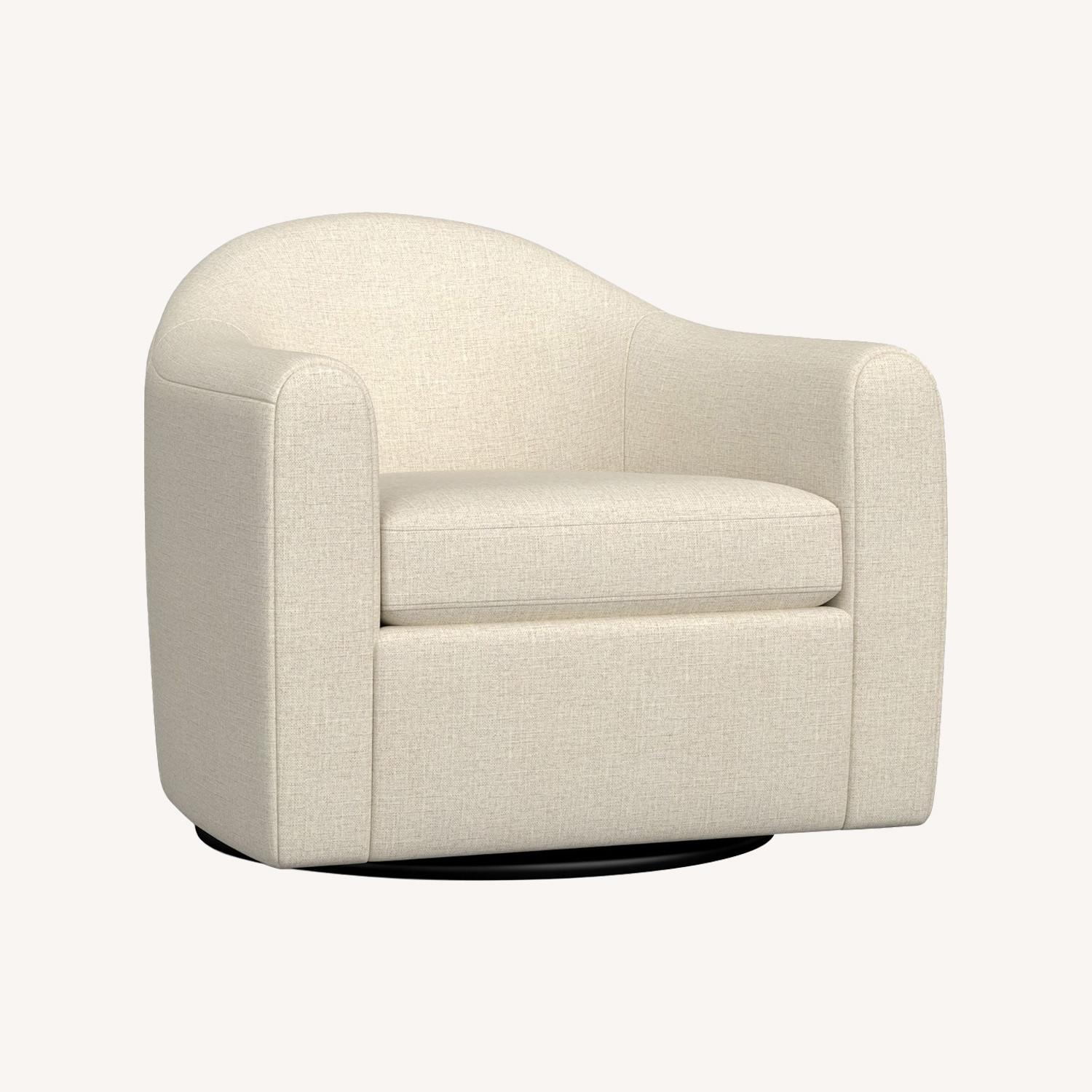 Pottery Barn Gideon Upholstered Swivel Armchair - image-0