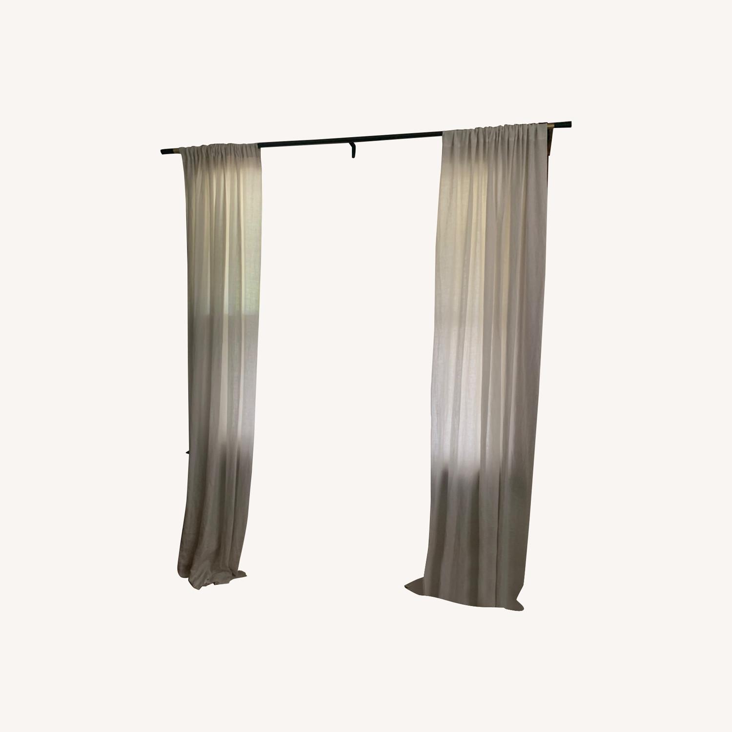 Cb2 Light Grey Linen Curtains - image-0