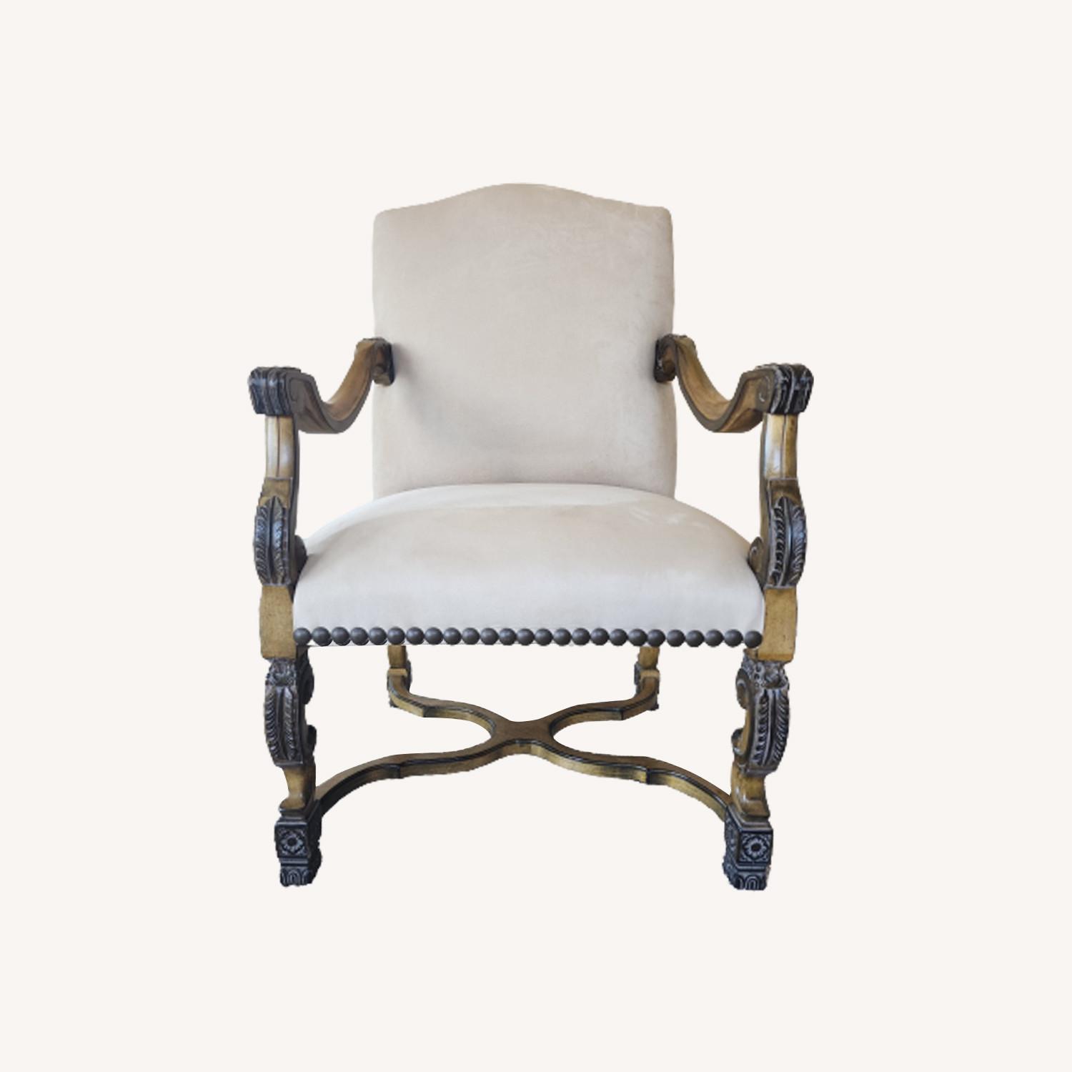 Kreiss Armchair Carved Wood and Fabric - image-0