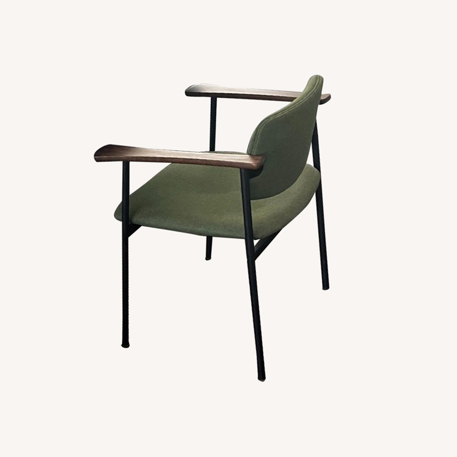 Stunning Dining Chairs in Green Wool and Steel - image-0