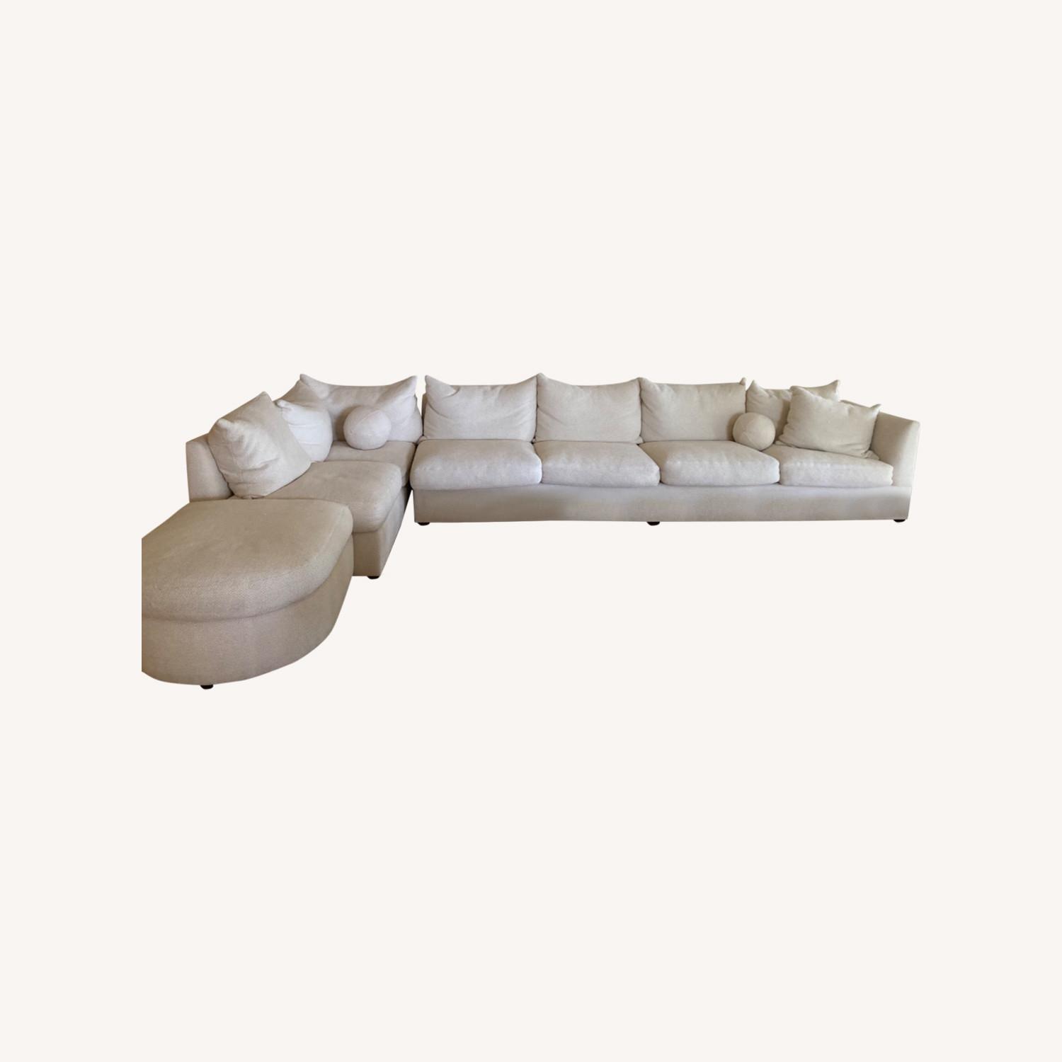 Kreiss White Fabric Sectional Sofa - image-0