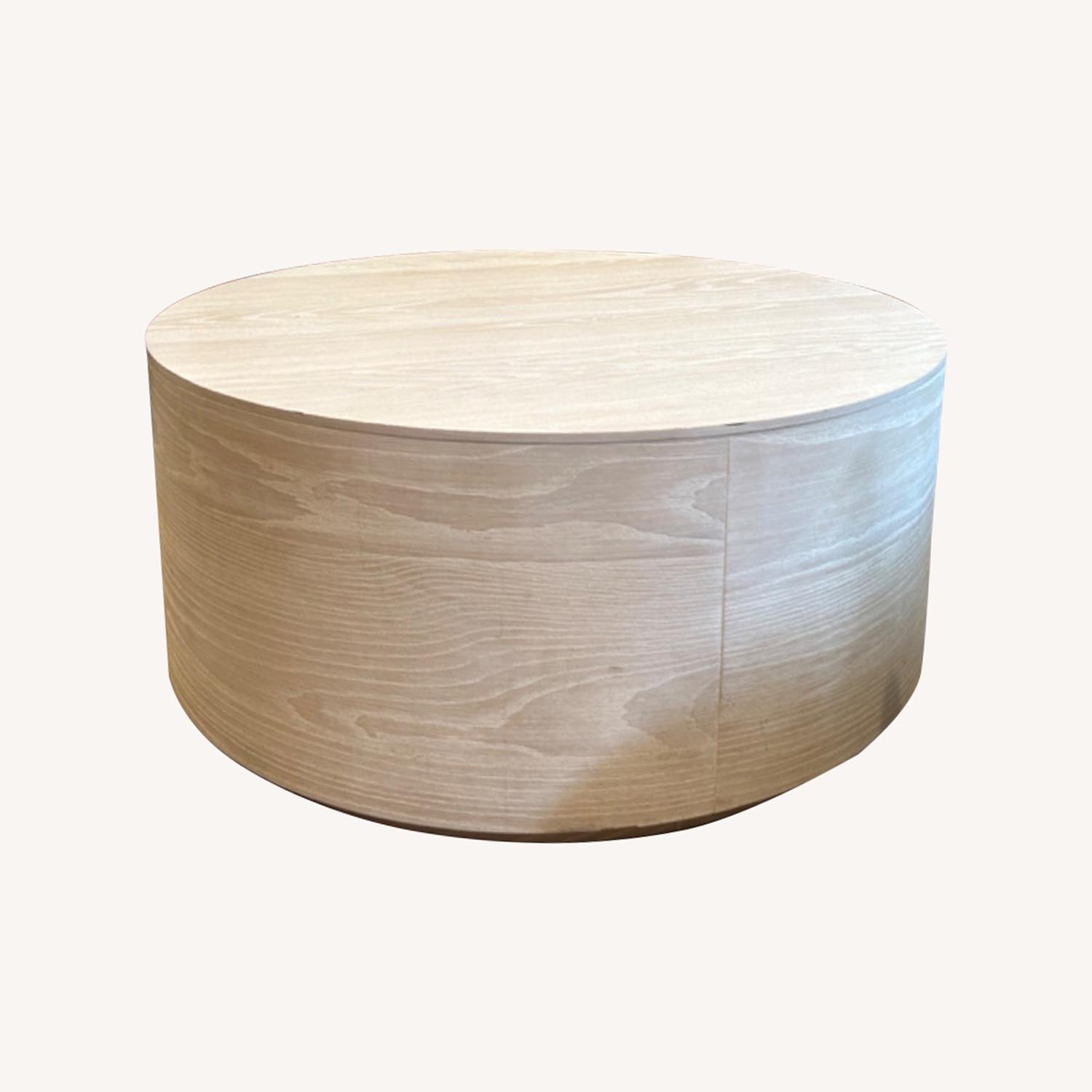 White Wood Circle Coffee Table AptDeco
