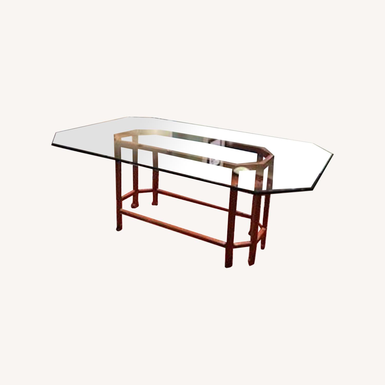Glass-Top Dining Table with Octagonal Base - image-0