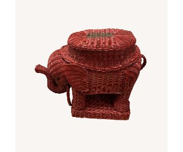 MCM Vintage Rattan Red Elephant Table Plant Stand