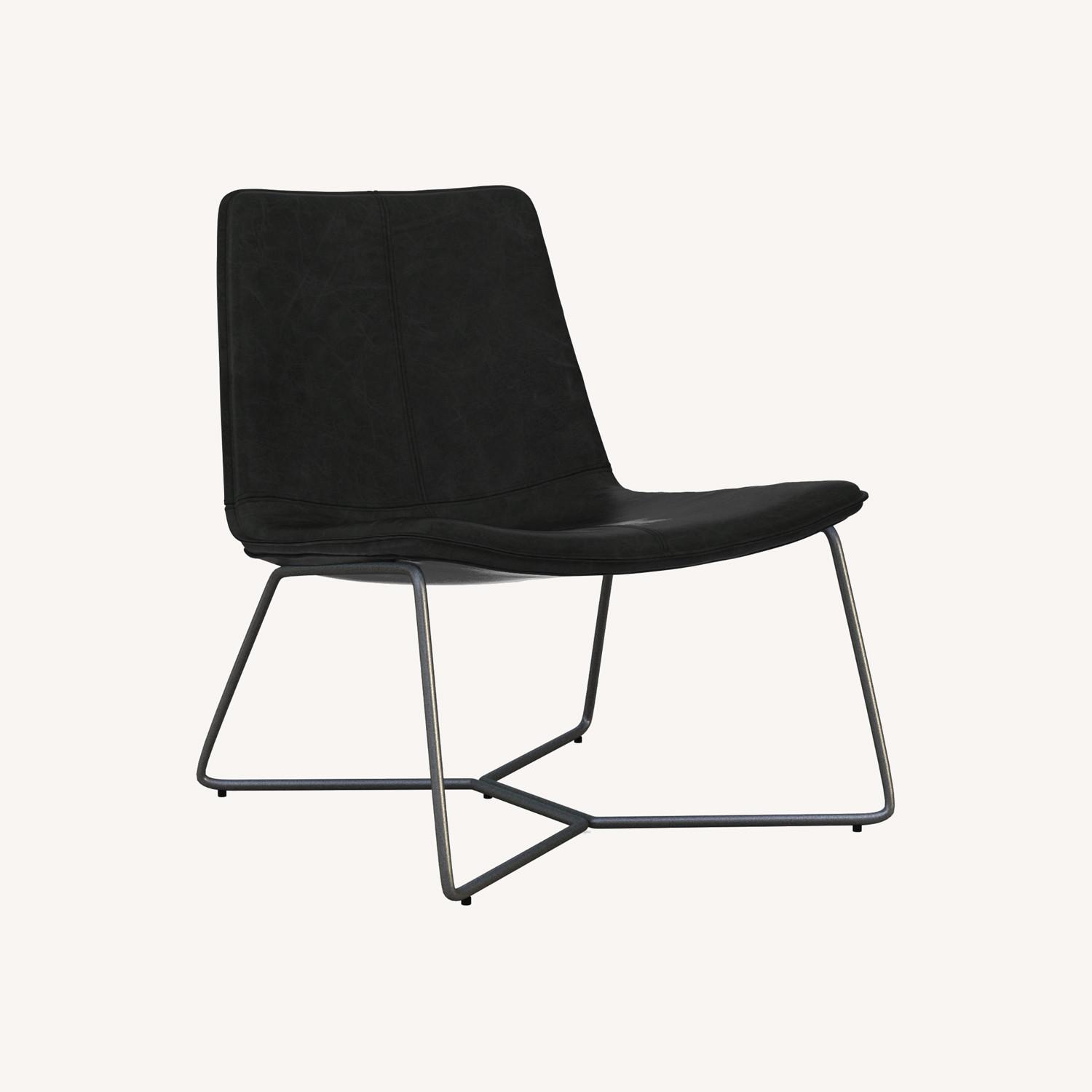 Pottery Barn Slope Leather Lounge Chair - image-0