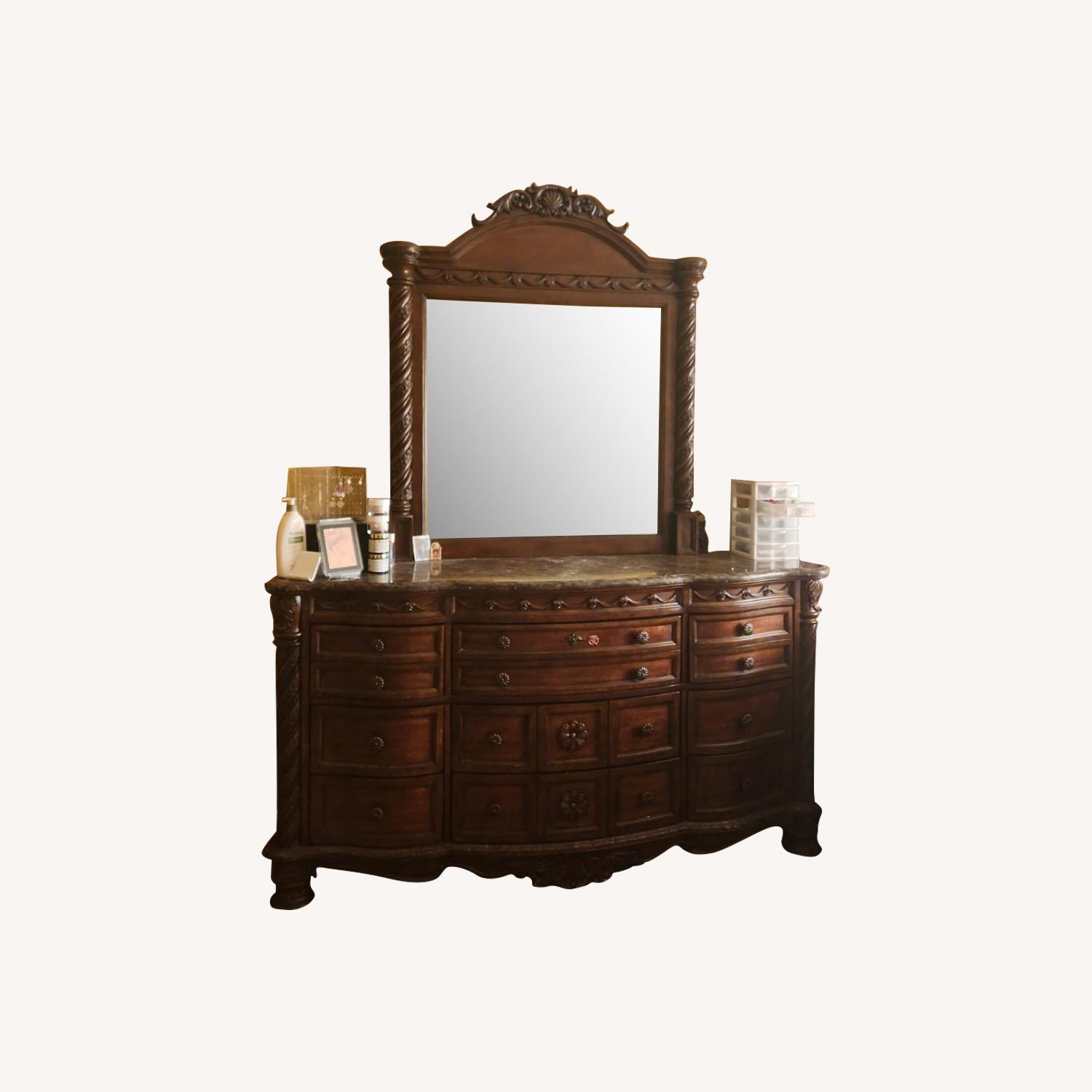 Ashley Furniture Wood Dresser with Mirror - image-0