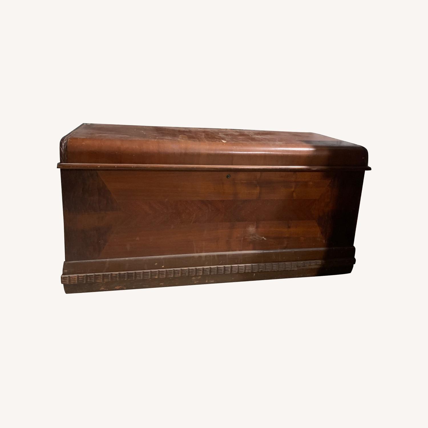Antique Cedar Lined Storage Bench - image-0