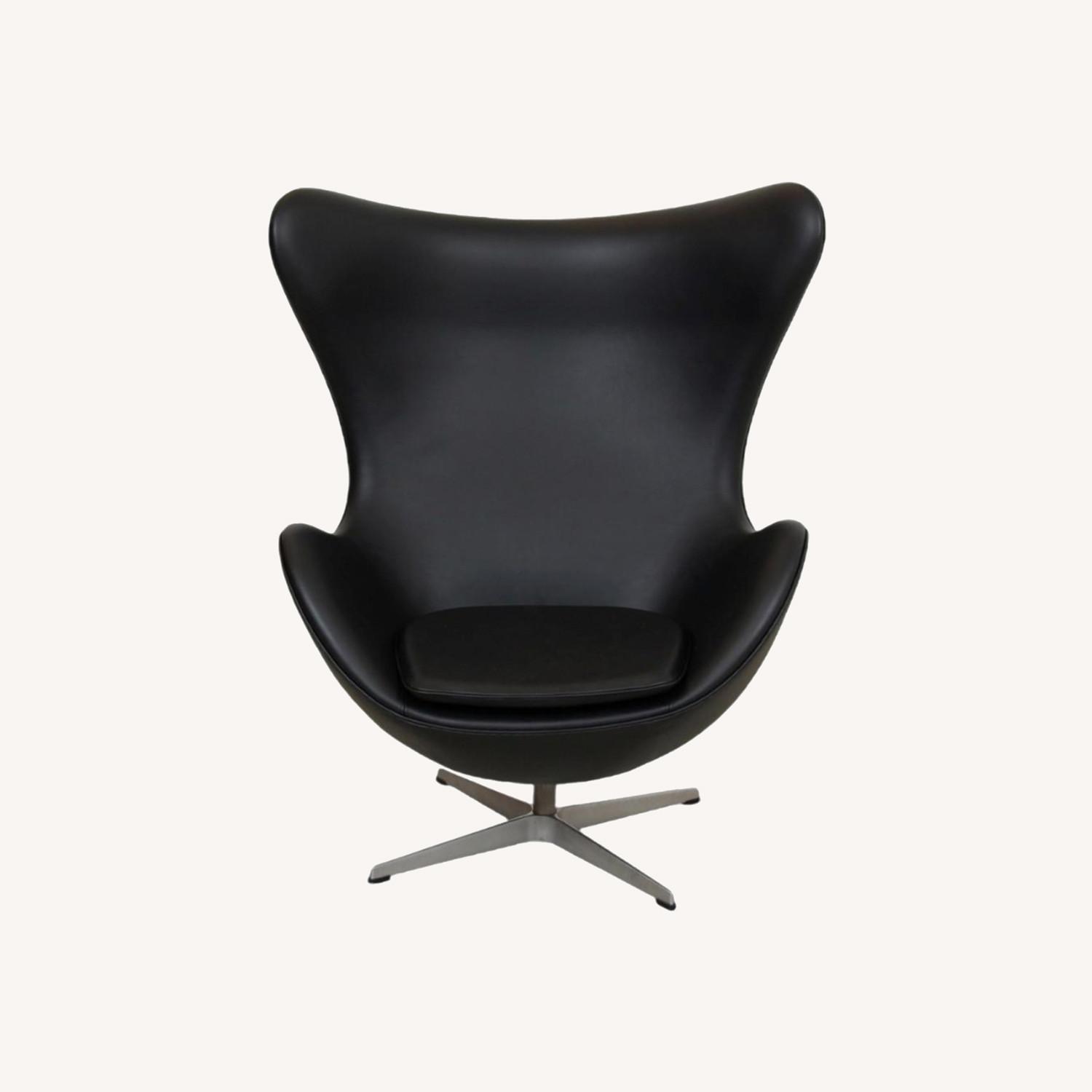 1959 Fritz Hansen Egg Chair Black Leather AptDeco