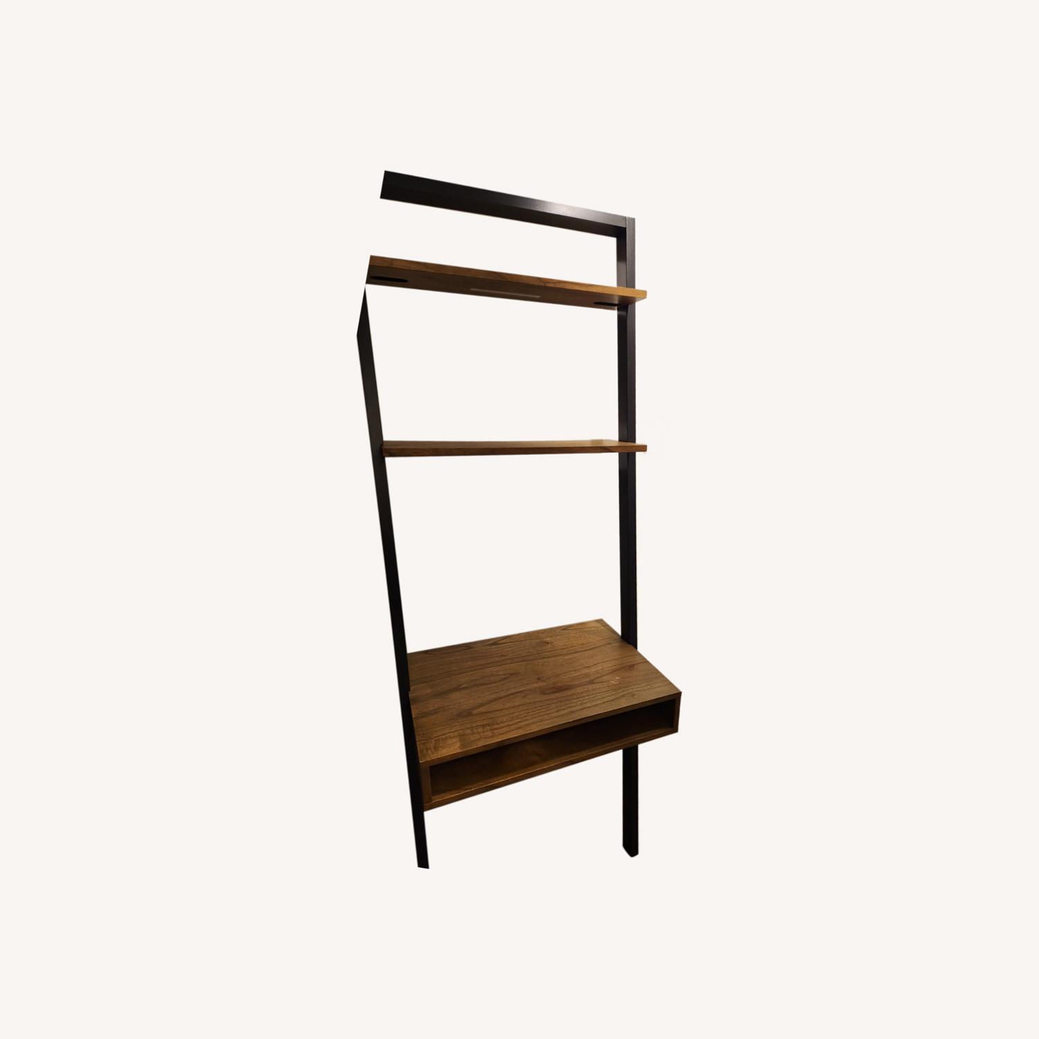 West Elm Leaning Bookcase Deak - image-0