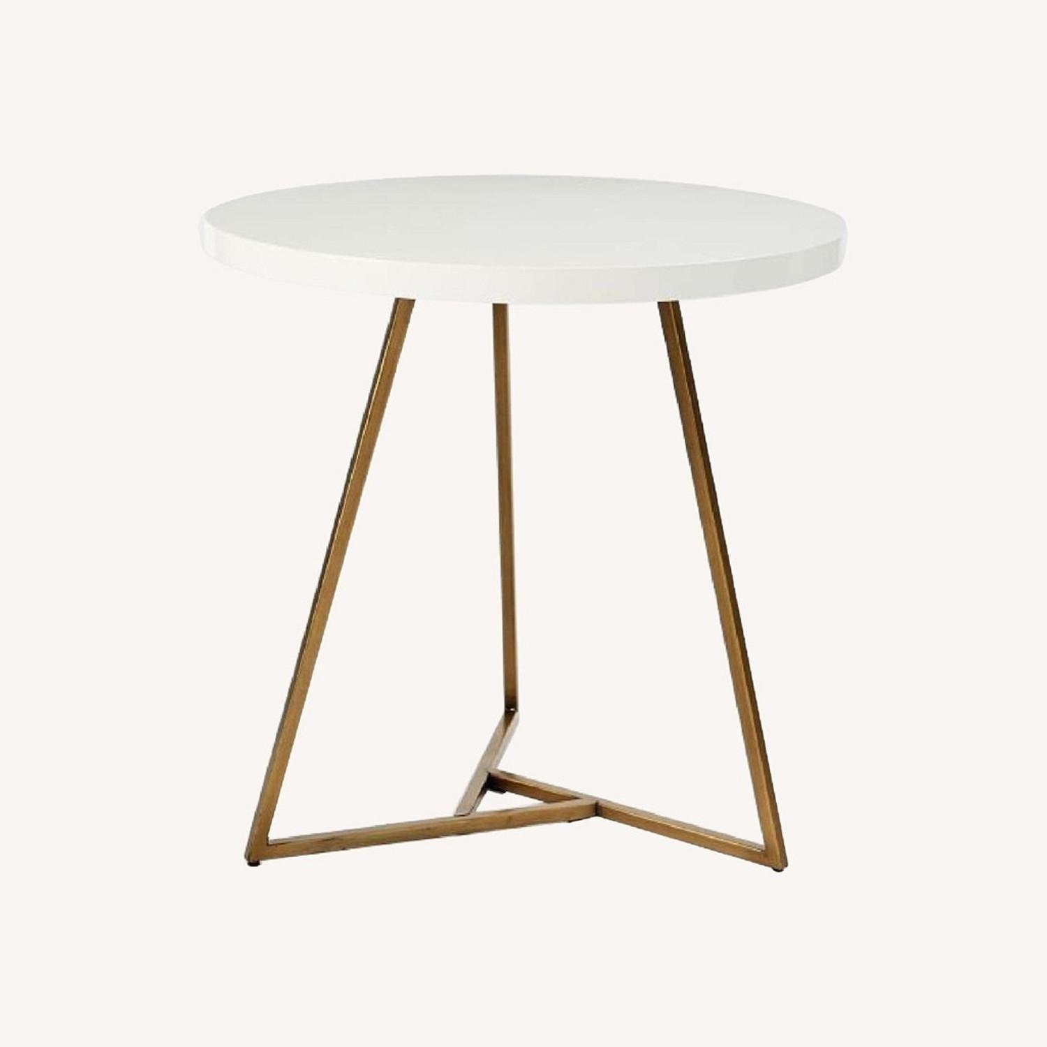 West Elm White Lacquer Cafe Table With Antique Brass AptDeco