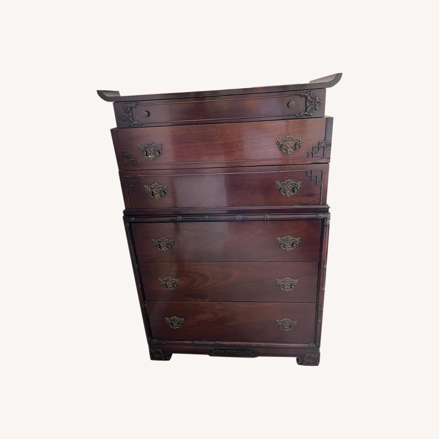 Mid Century Mahogony Armoire Chinese Style - image-0