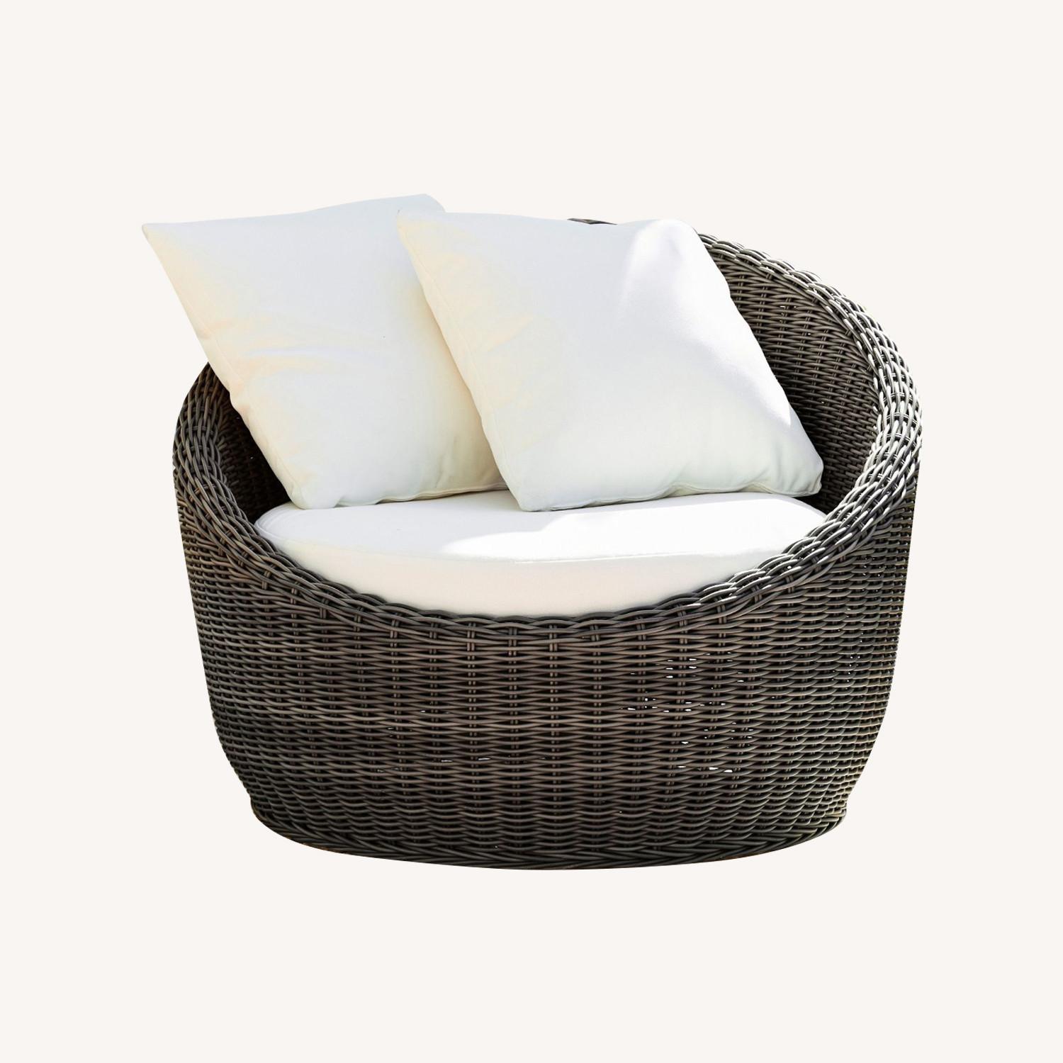 West Elm Huntington Wicker Swivel Papasan Outdoor Chair - image-0
