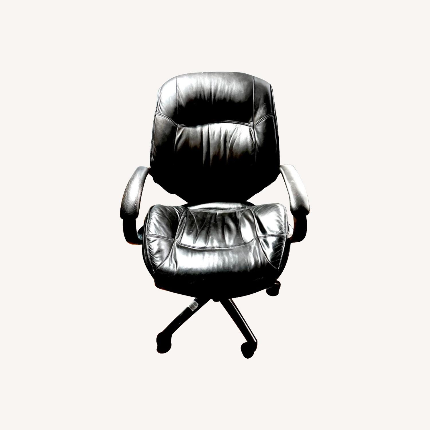 Mayline Black Genuine Leather Executive Chair - image-0
