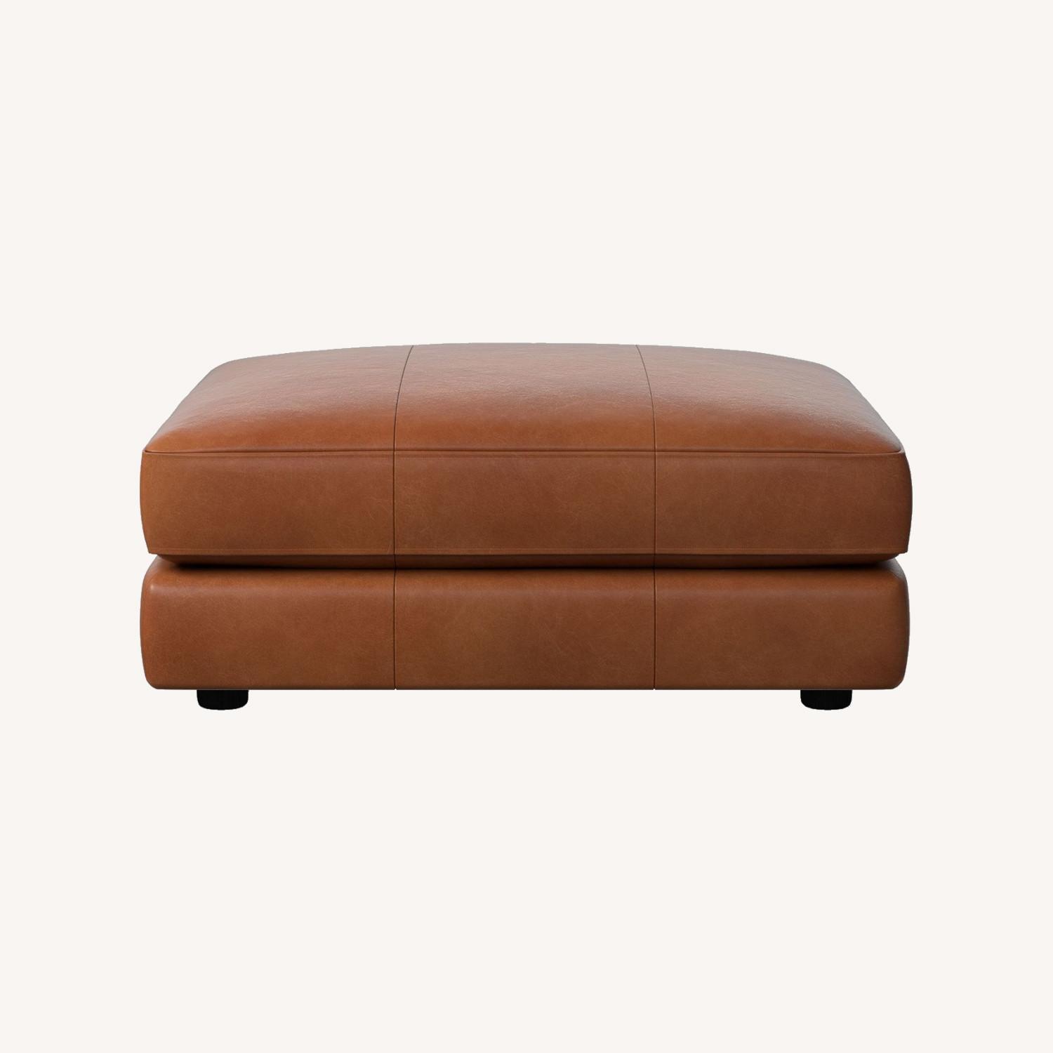 West Elm Haven Leather Ottoman - image-0