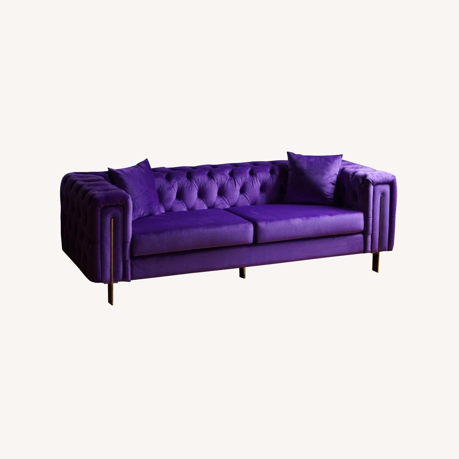 Modern Chesterfield Velvet Sofa in Royal Purple - image-3