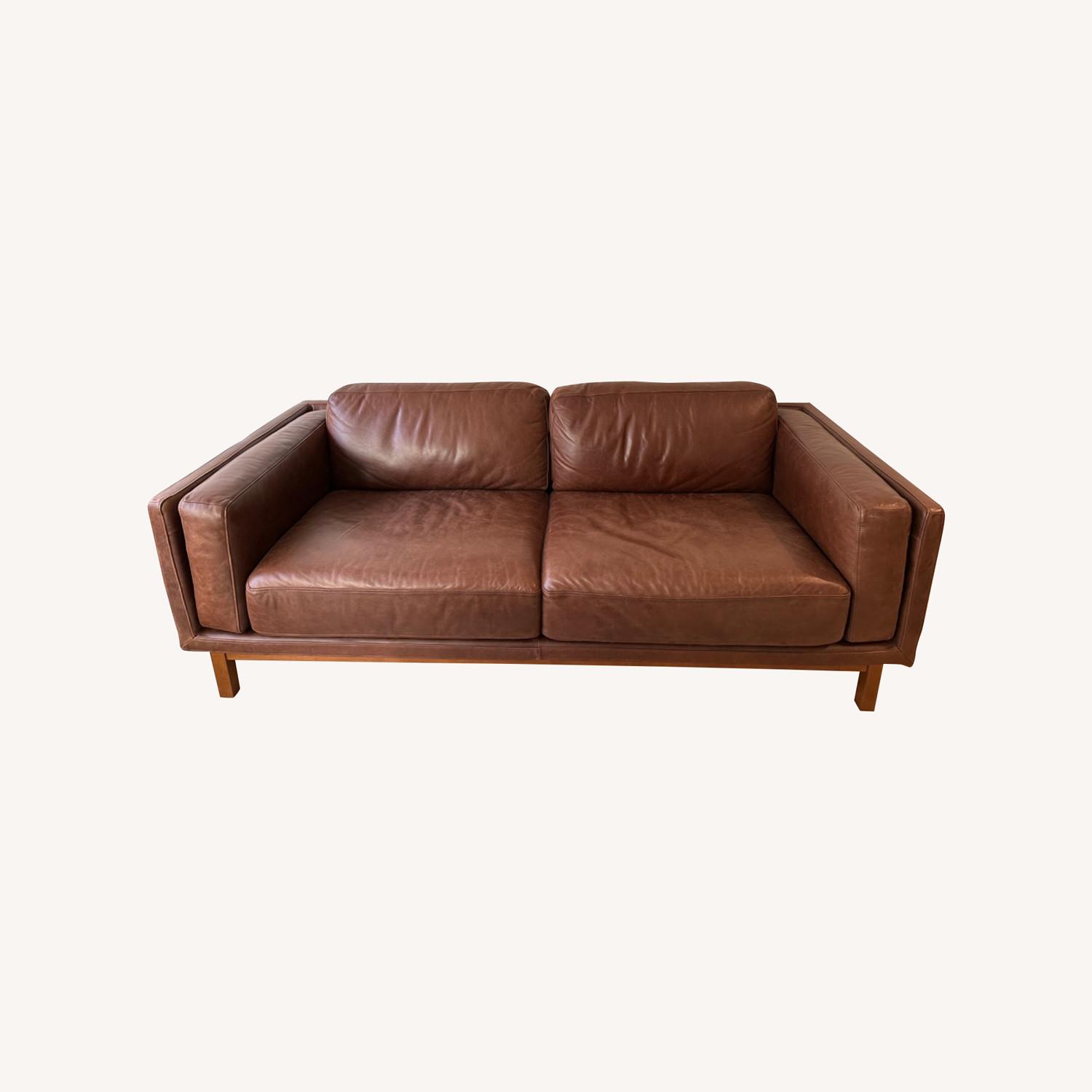 West Elm Dekalb Molasses Leather Sofa AptDeco