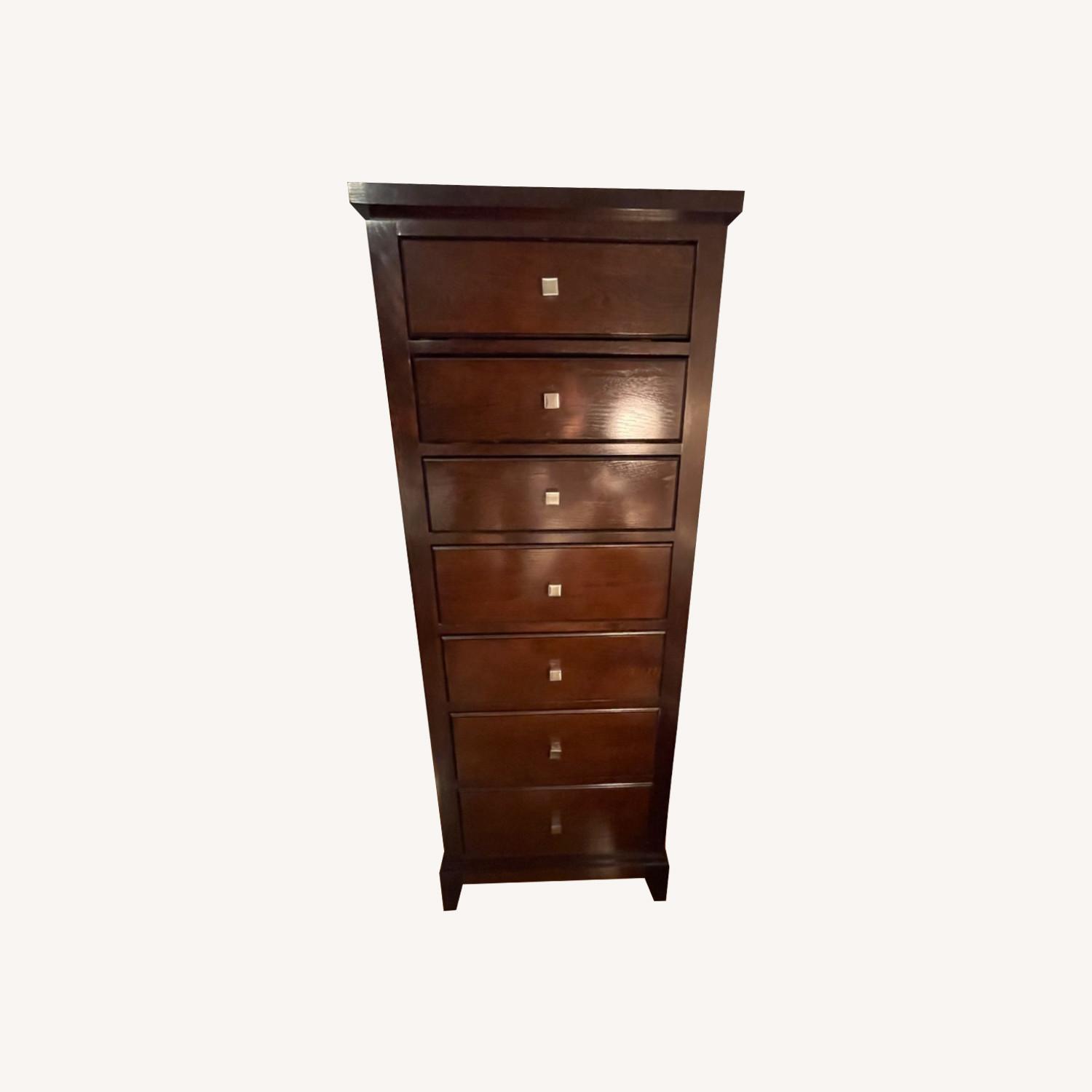 Tall Narrow Dresser Dark Wood - image-0