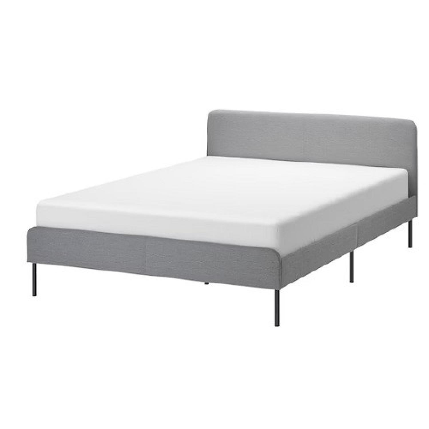 IKEA Upholstered Bed Frame Knisa Light Gray - image-5