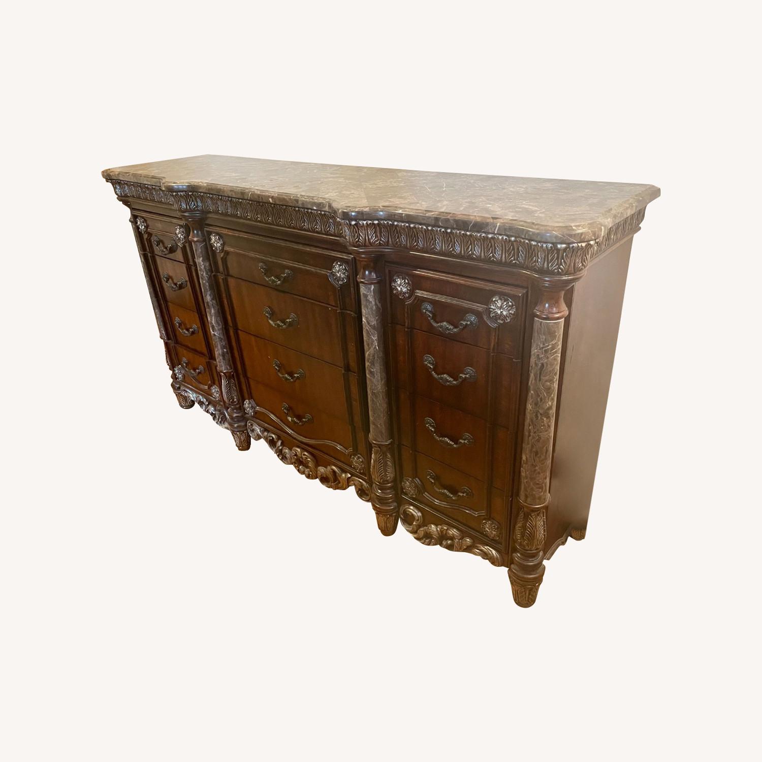 Wood Dresser with Marble Top AptDeco