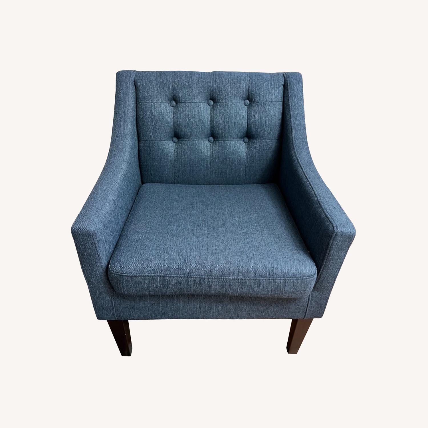 Wayfair Mid Century Tufted Blue Accent Armchair - image-0