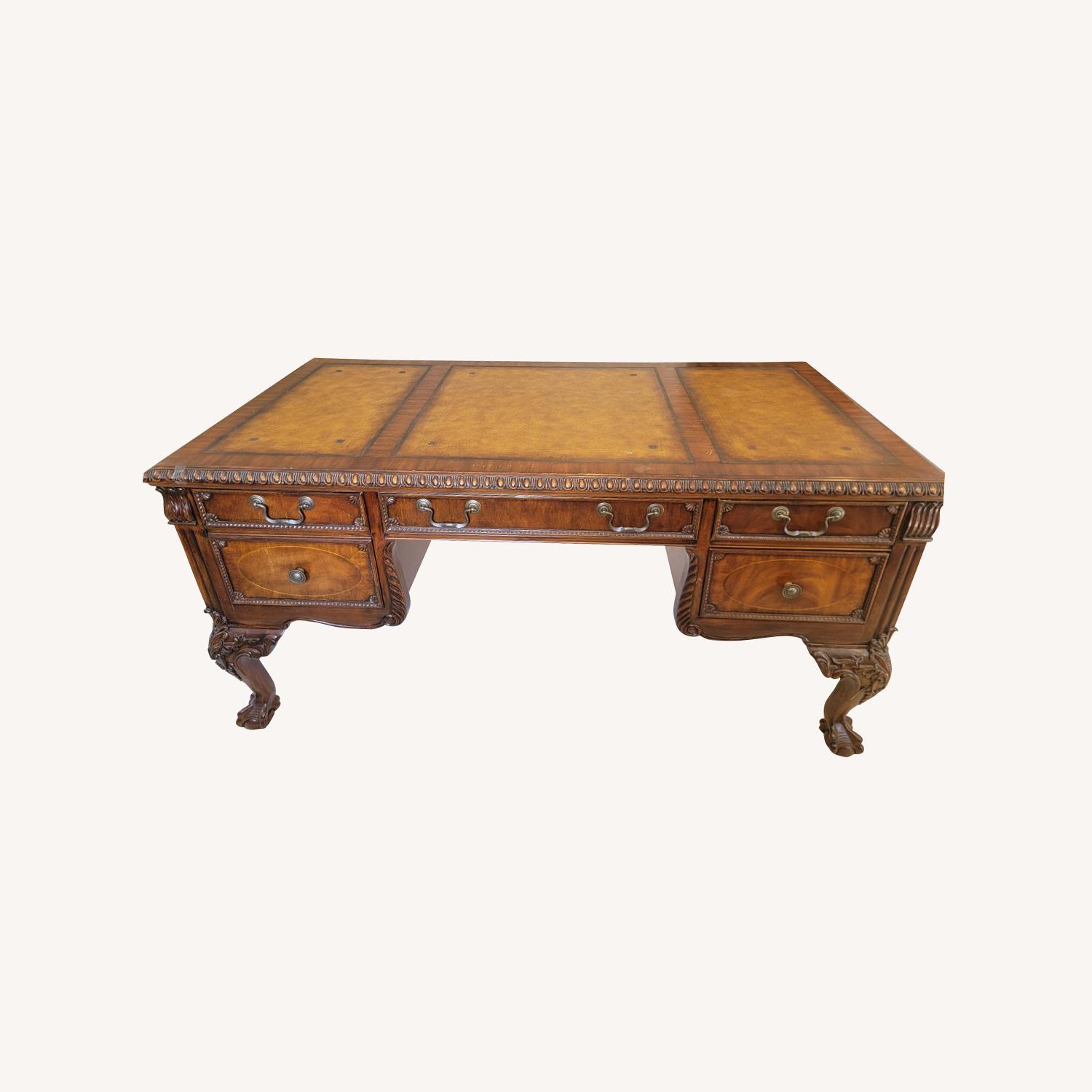 Sligh Vintage Ellis Executive Mahogany Desk AptDeco