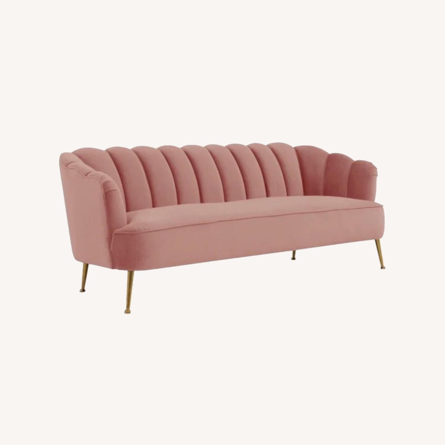 TOV Blush Scalloped Velvet Sofa - image-0