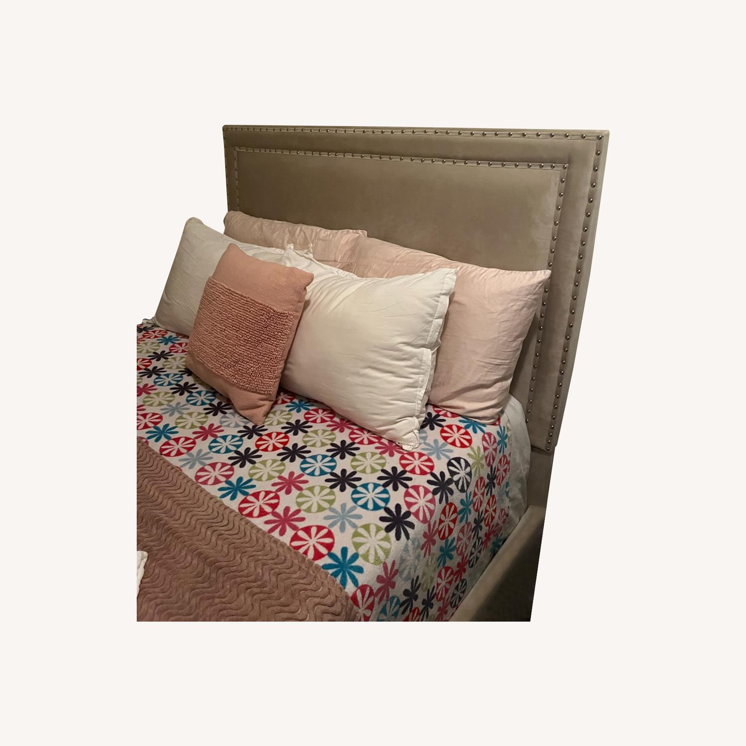 Bob's Discount Tremont Full Beige Upholstered Bed - AptDeco