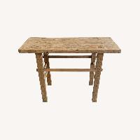 Vintage Antique Elm Wood Console Table