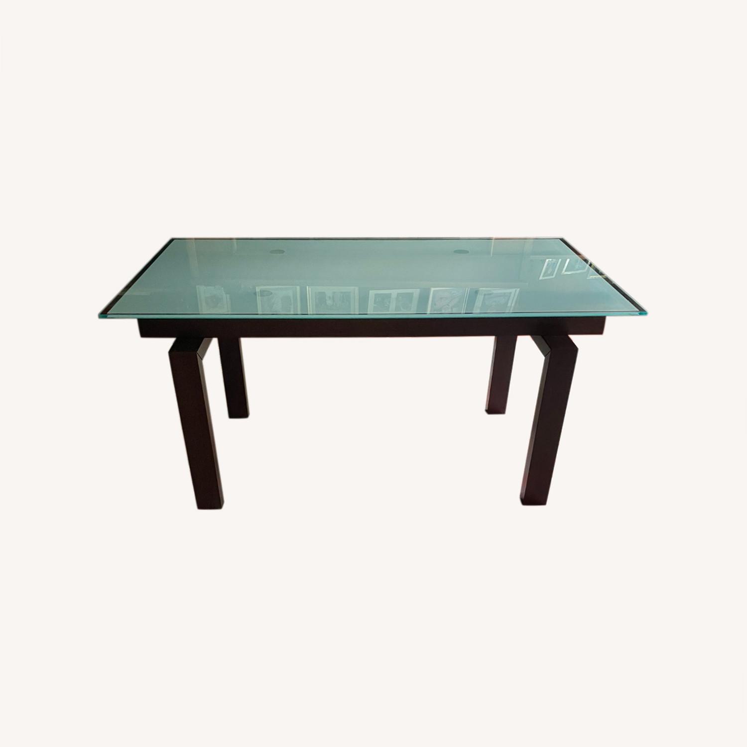 Glass and Walnut 6-person Dining Table - image-0