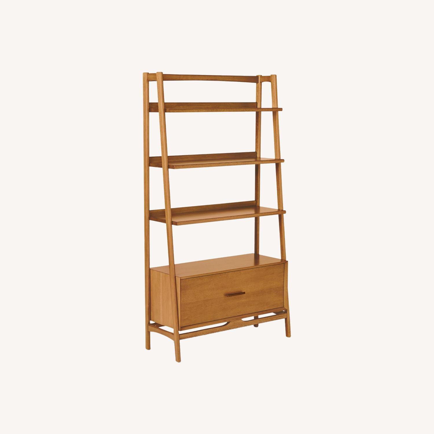 West Elm Mid-Century Bookshelf With Drawer (38") - image-0