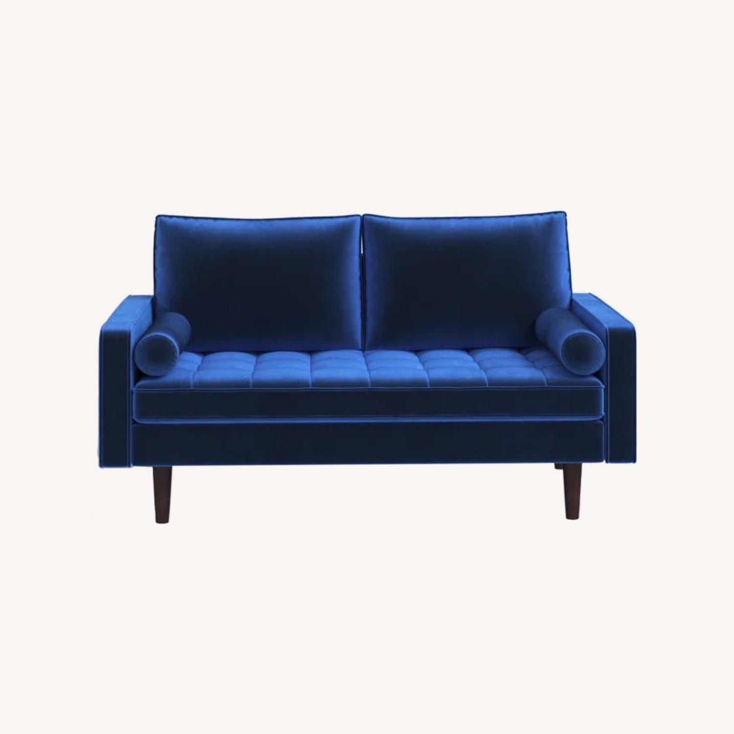 Wayfair Blue Velvet Sofa Loveseat Couch - image-0