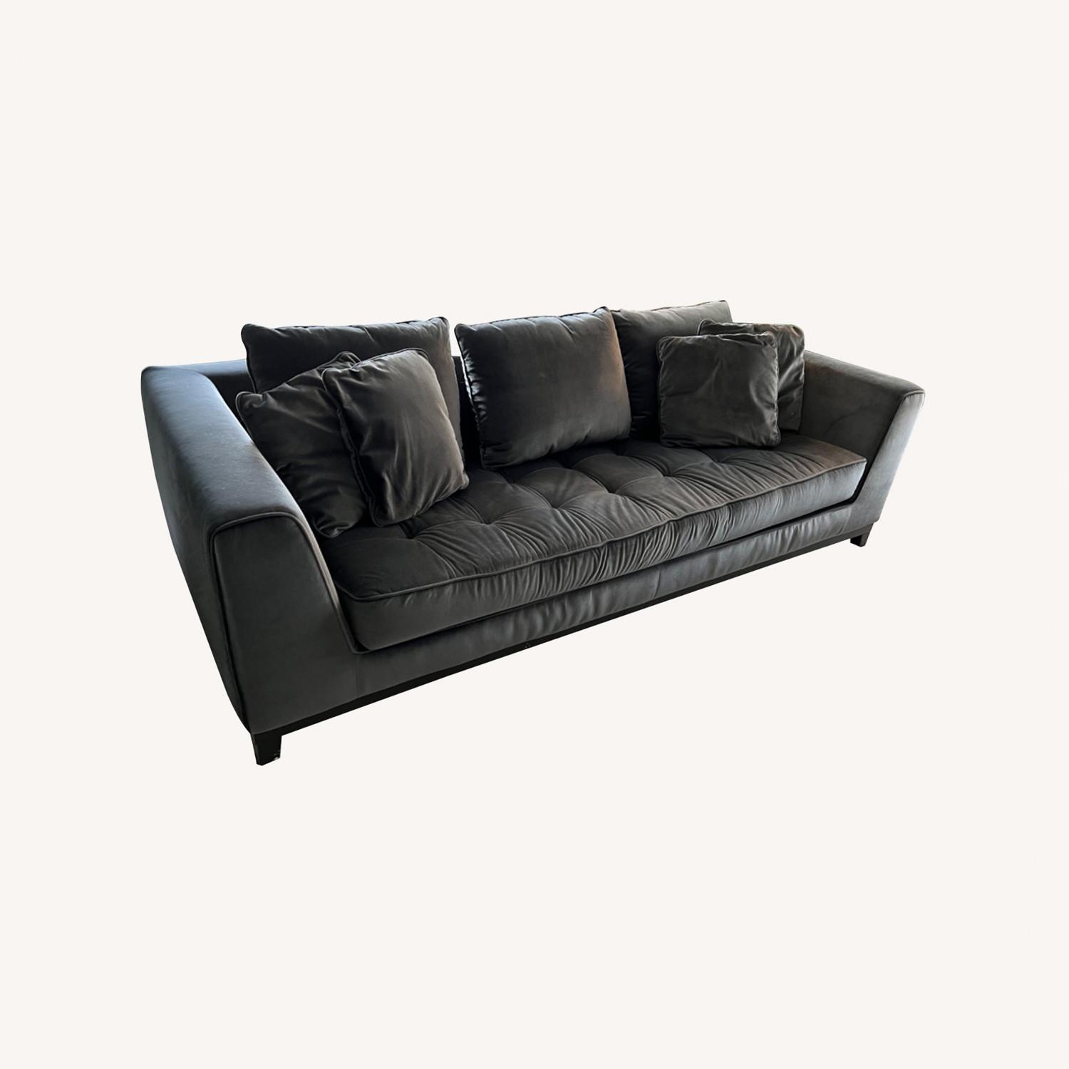 Macy's Dark Grey Velvet Sofa - image-0