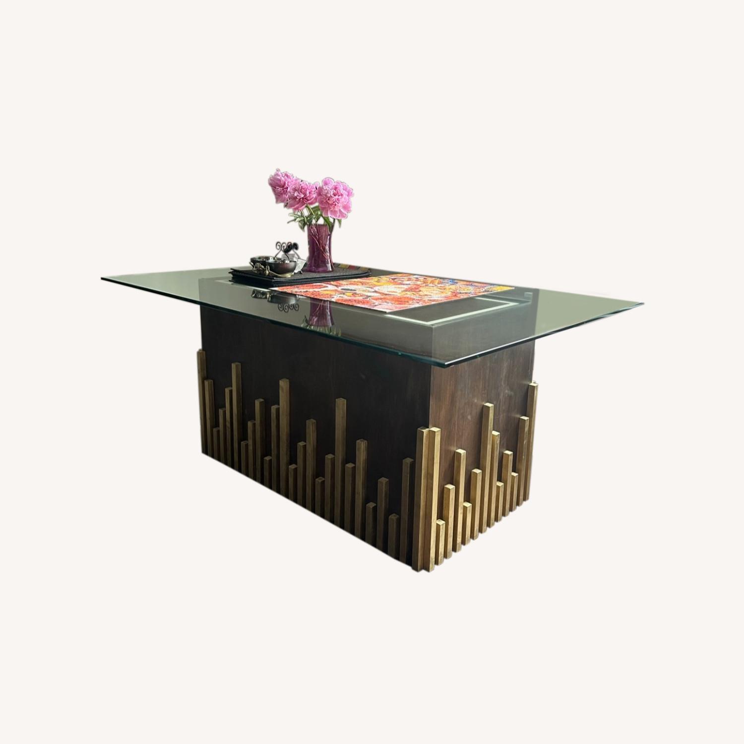 Custom Wood Table With Brass Table - image-0