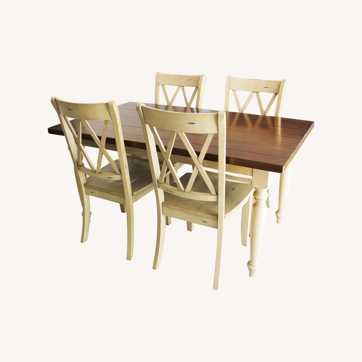 Pier 1 Imports 5 Pc Rustic Farmhouse Dining Table & 4 Chairs - image-0