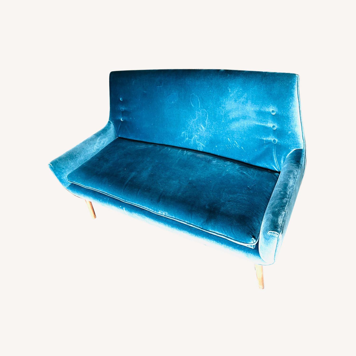 Jonathan Adler Marcelo Velvet Turquoise Loveseat - image-0