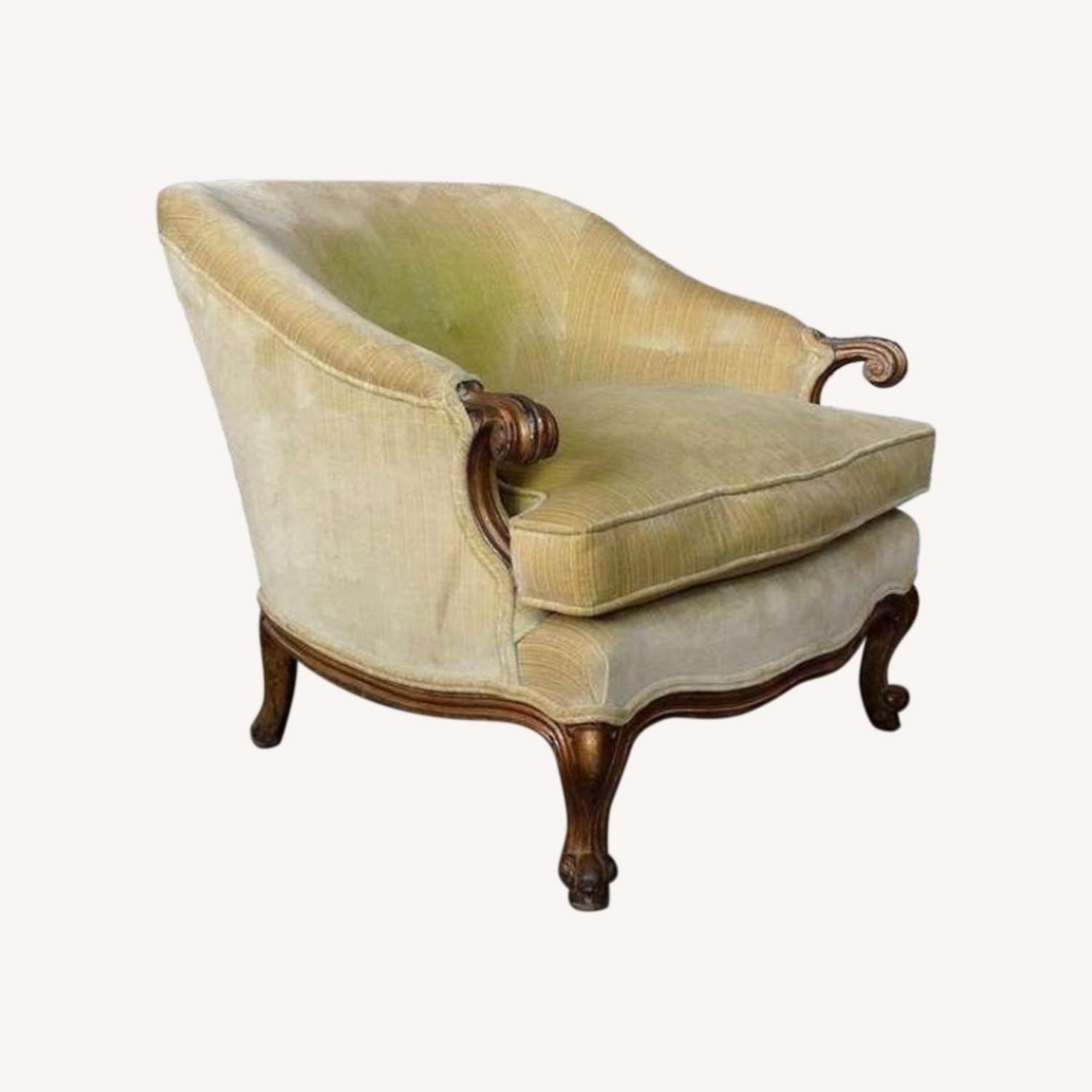 Antique Chartreuse Velvet Chairs - image-0