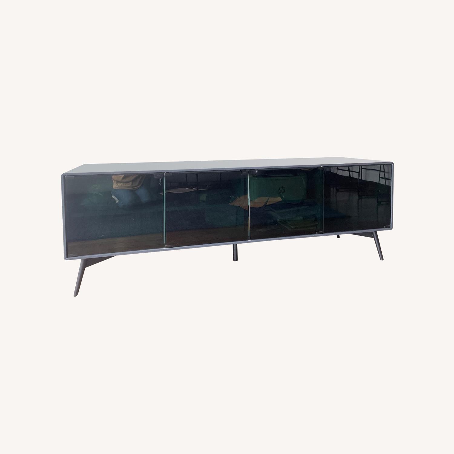 Modloft TV Console Asphalt and Teal Inside - image-0