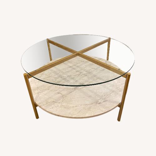 Square Concrete & Glass Modern Coffee Table AptDeco