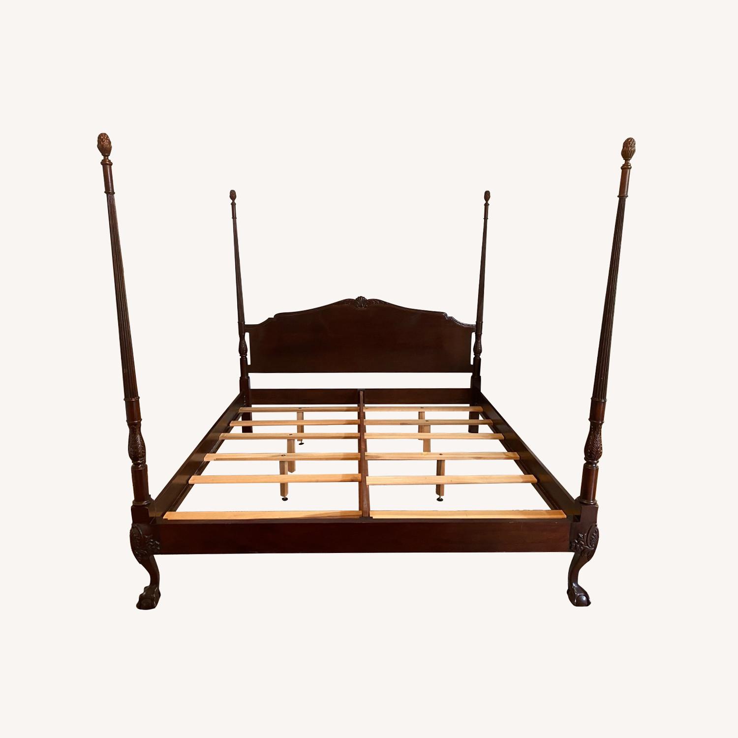 Vintage Carolina Carved 4 Poster King Bed - image-0