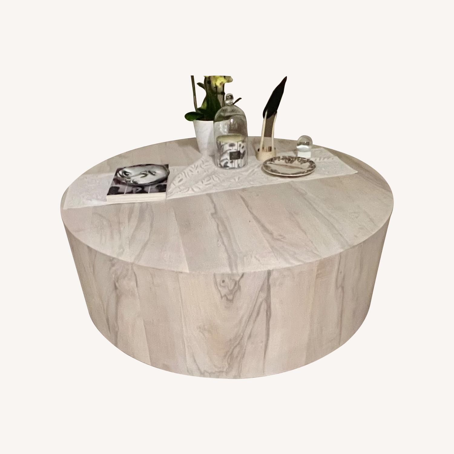 Anthropologie Drum Reclaimed Wood Coffee Table - AptDeco