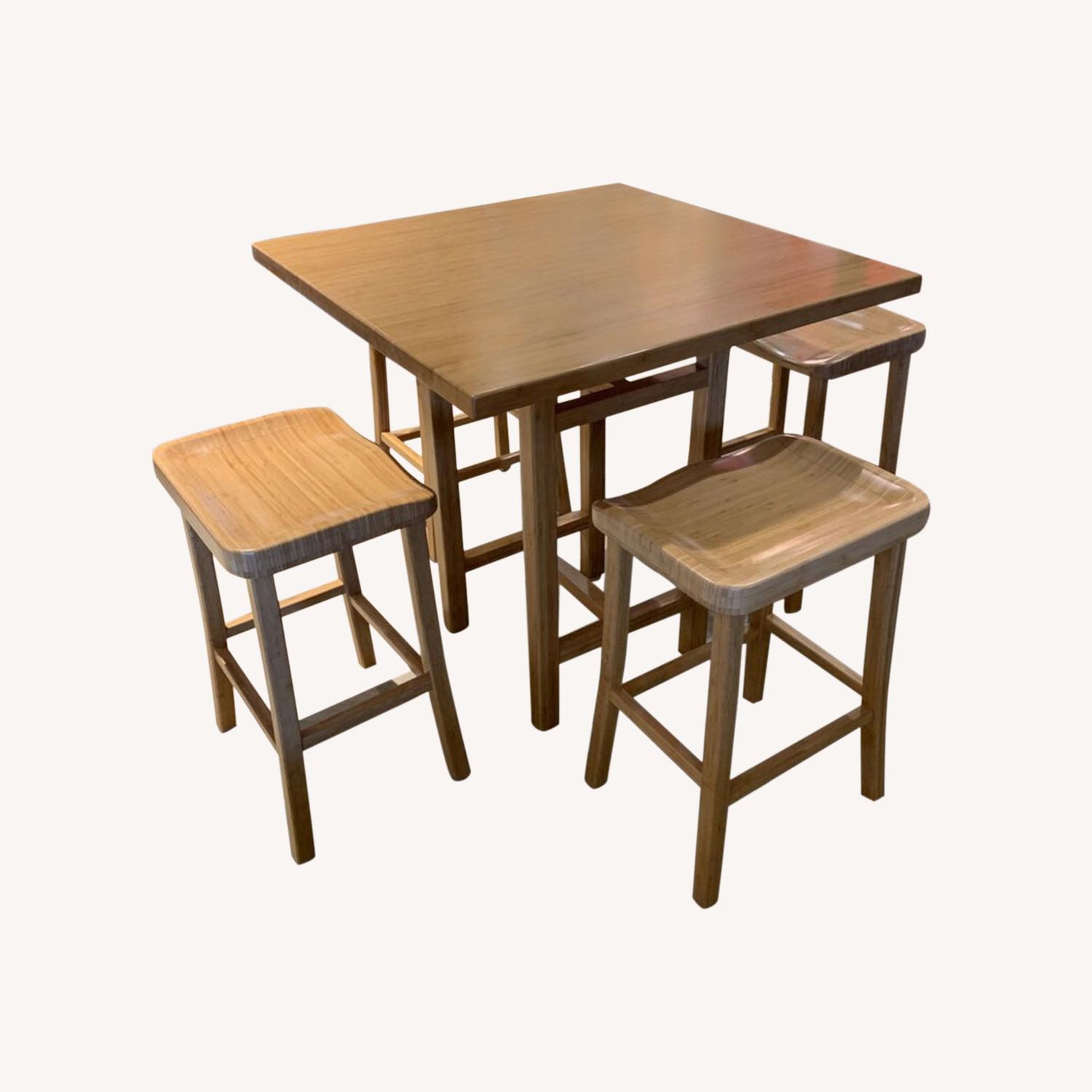 5pc Set Solid Bamboo Counter Height Dining Table AptDeco