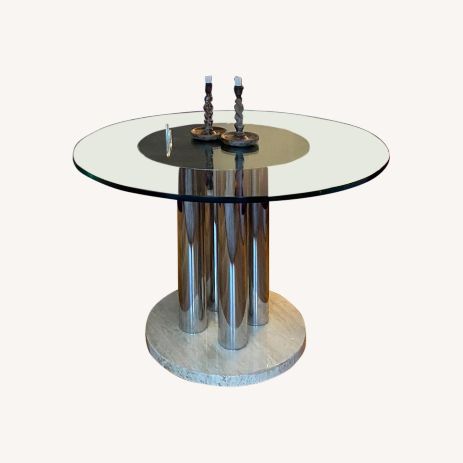 Chrome and Marble Table - 1970s - image-0