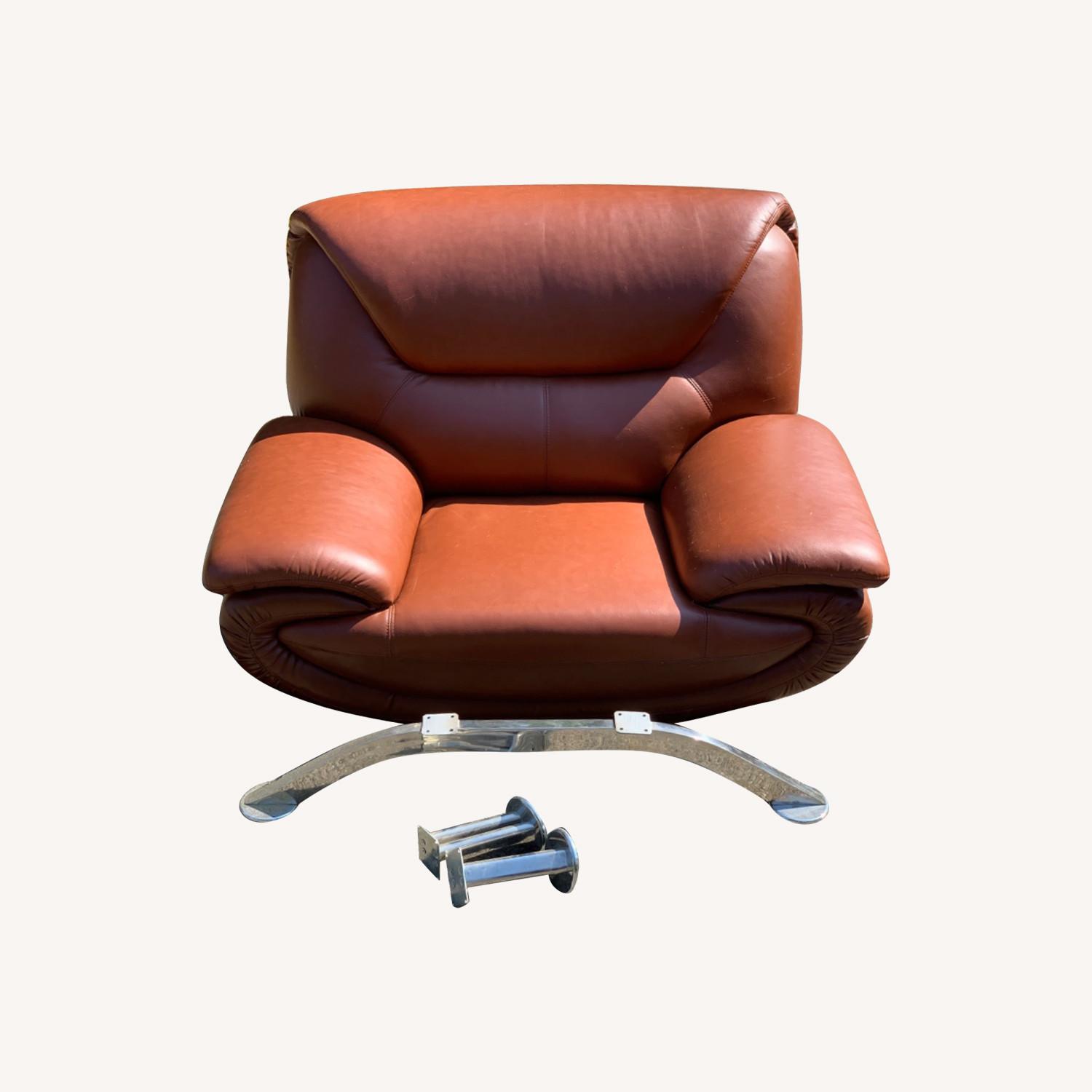 Retro Leather Oversized Chair - image-0