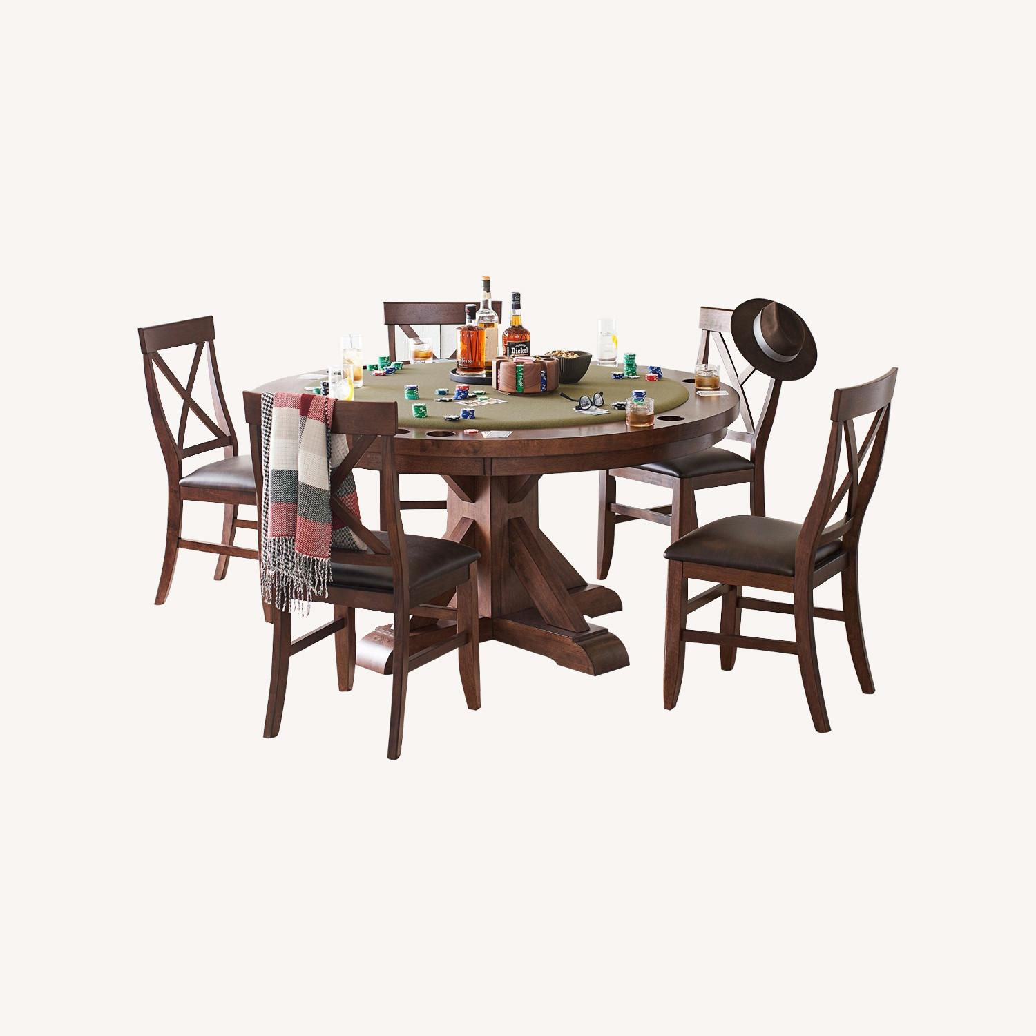Pottery Barn Benchwright Round Poker Table AptDeco