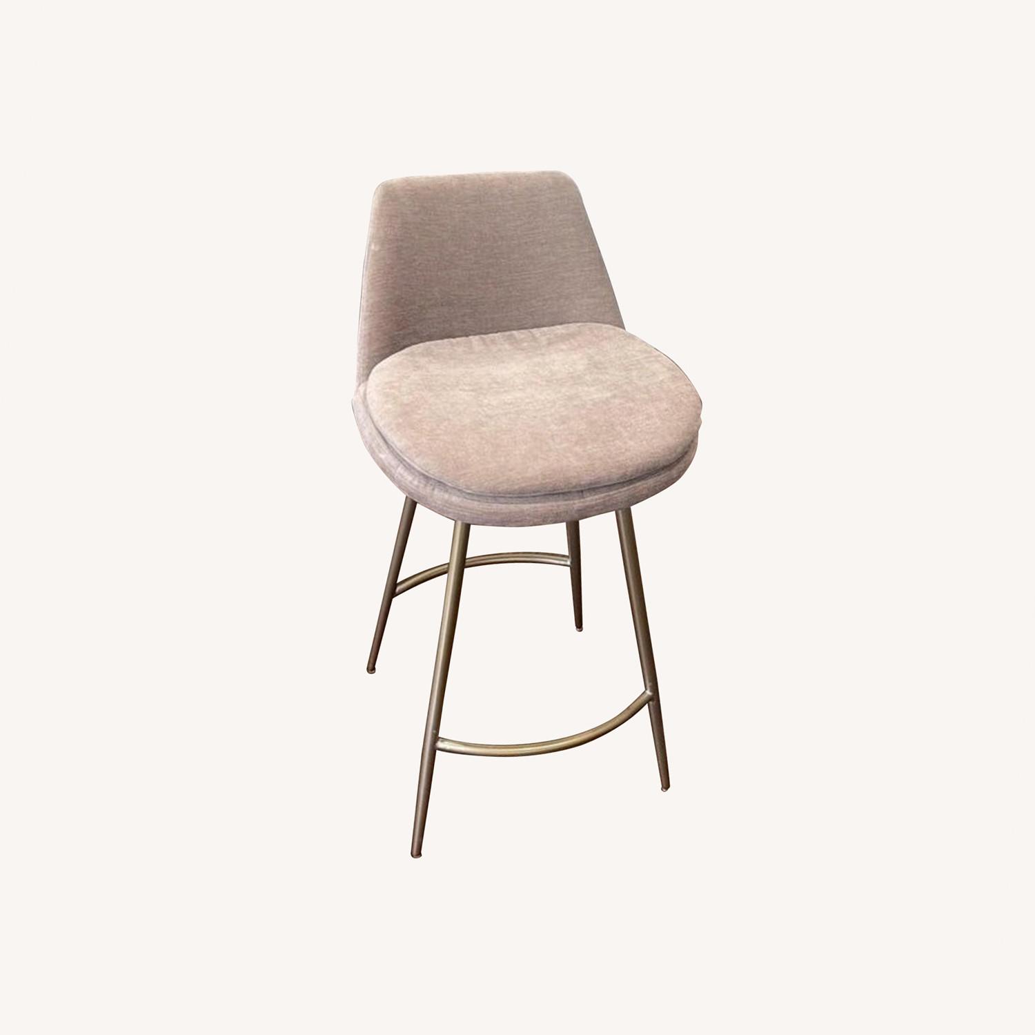 West Elm Mauve Distressed Velvet Counter Stool - image-0