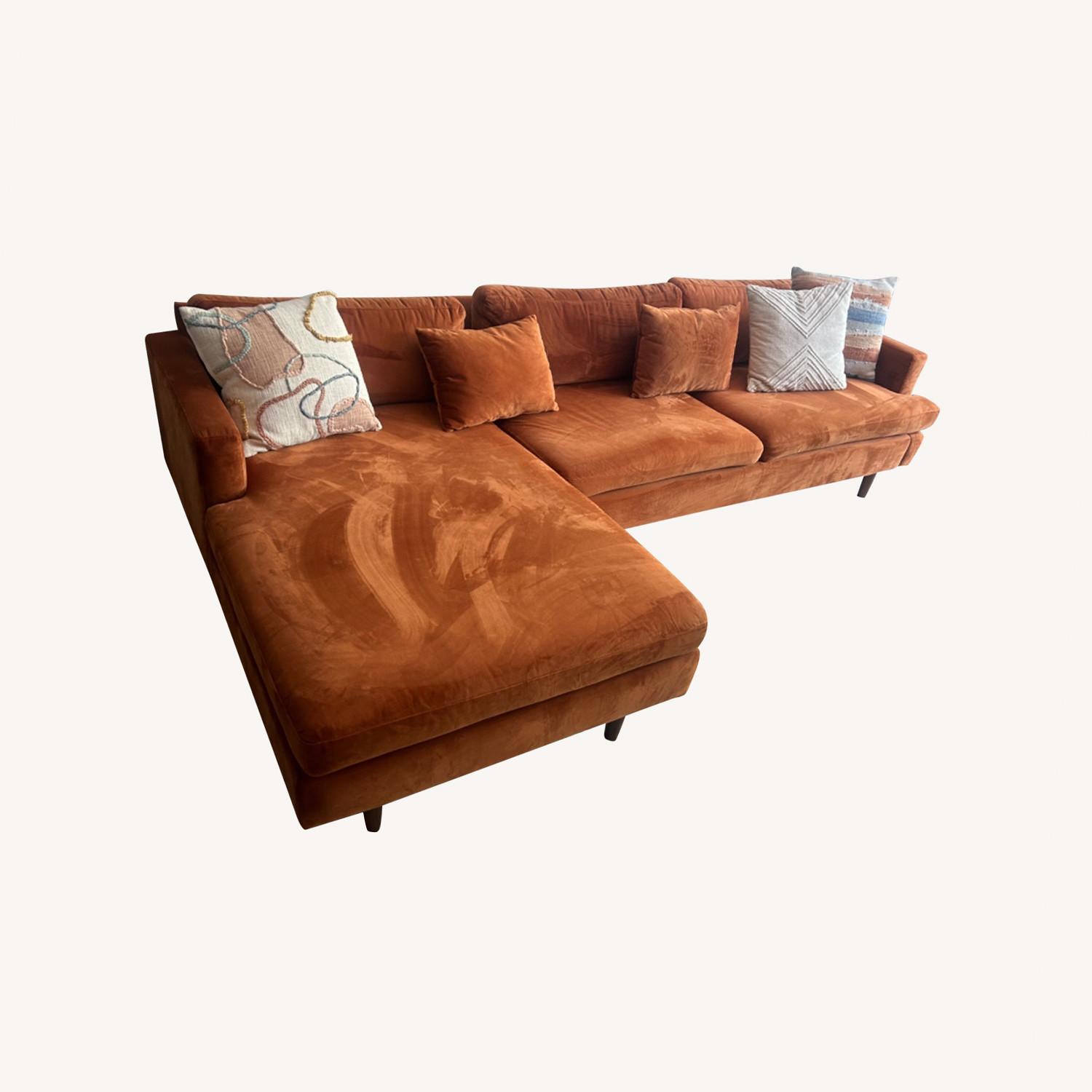 AllModern Laguna Rust Performance Velvet Sectional - image-0