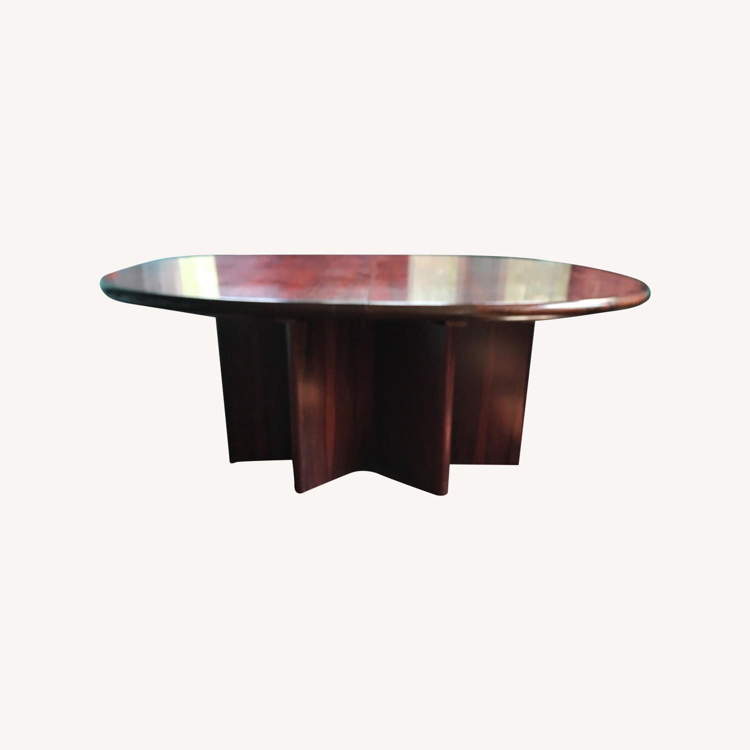 Mid Cen Mod Rosewood Oval Dining Table w 2 Inserts - image-0