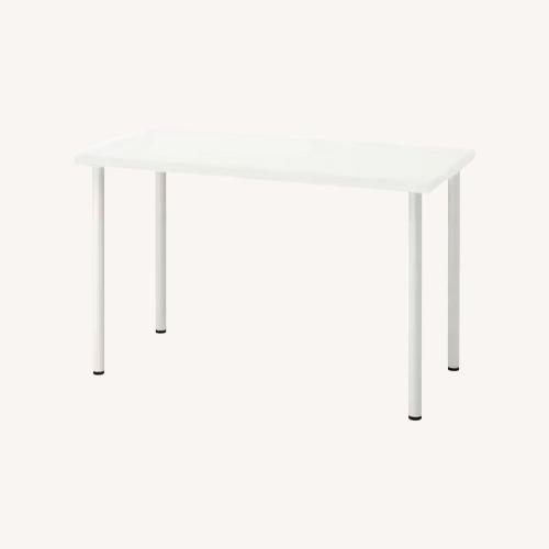IKEA White Desk with Silver Adjustable Legs AptDeco